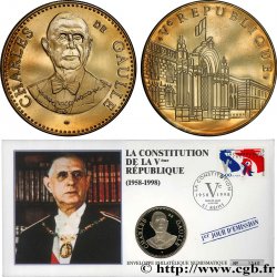 V REPUBLIC Enveloppe “timbre médaille”, Charles de Gaulle