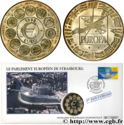 V REPUBLIC Enveloppe “timbre médaille”, Essai, Euro Europa