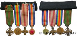 III REPUBLIC Barrette artisanale de 4 miniatures de médailles militaires