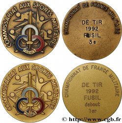 SHOOTING AND ARQUEBUSE Médaille, Commissariat aux sports militaires, Lot de 2 exemplaires