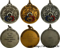 SHOOTING AND ARQUEBUSE Médaille, Commissariat aux sports militaires, Lot de 3 exemplaires