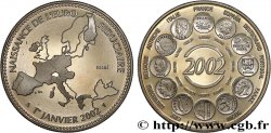 FUNFTE FRANZOSISCHE REPUBLIK Médaille, Essai, Naissance de l’Euro fiduciaire