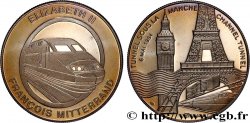 V REPUBLIC Médaille, Tunnel sous la Manche, Elisabeth II et François Mitterrand
