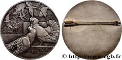 LITERATURE : WRITERS - POETS Médaille, Les deux pigeons, montée en broche
