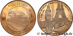 CINQUIÈME RÉPUBLIQUE Médaille, Tunnel sous la Manche, Elisabeth II et François Mitterrand