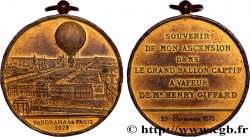 III REPUBLIC Médaille du ballon à vapeur - panorama de Paris XF