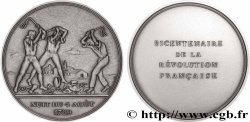 FUNFTE FRANZOSISCHE REPUBLIK Médaille, Bicentenaire de la Révolution, Nuit du 4 août 1789