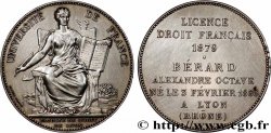 III REPUBLIC Médaille, Licence, Droit Français, Faculté de droit de Lyon
