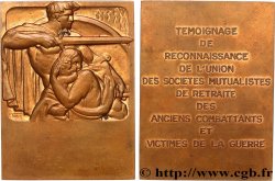 ASSURANCES Plaquette, témoignage de reconnaissance, Union des sociétés mutualistes de retraite des anciens combattants et victimes de la guerre