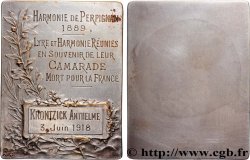 TROISIÈME RÉPUBLIQUE Plaquette, Lyre et Harmonie réunies, en souvenir de leur camarade mort pour la France