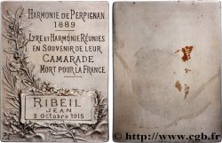 TROISIÈME RÉPUBLIQUE Plaquette, Lyre et Harmonie réunies, en souvenir de leur camarade mort pour la France