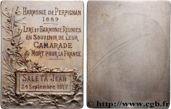 TROISIÈME RÉPUBLIQUE Plaquette, Lyre et Harmonie réunies, en souvenir de leur camarade mort pour la France