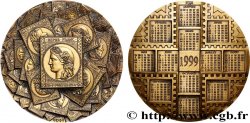 CINQUIÈME RÉPUBLIQUE Médaille Calendrier, Timbre poste