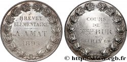 III REPUBLIC Médaille, Brevet élémentaire, Cours de Mademoiselle Bur