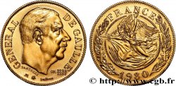 QUINTA REPUBLICA FRANCESA Médaille, module de 20 francs, Charles de Gaulle