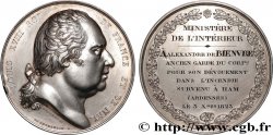 LOUIS XVIII Médaille, Ministère de l’intérieur, Récompense pour dévouement TTB+