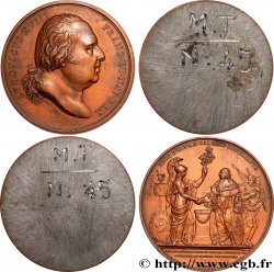 LOUIS XVIII Médaille, Retrait des troupes alliées, tirages unifaces de l’avers et du revers TTB+