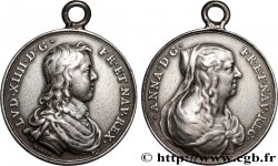 ANNE OF AUSTRIA Médaille, Anne d’Autriche et son fils Louis XIV, refrappe