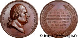 LOUIS XVIII Médaille, Pose de la première pierre de l’église Saint Vincent de Paul