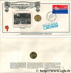 CINQUIÈME RÉPUBLIQUE Enveloppe “Timbre médaille”, Bicentenaire de la Révolution Française SUP