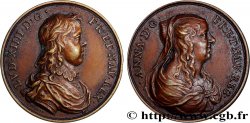 ANNE OF AUSTRIA Médaille, Anne d’Autriche et son fils Louis XIV par Warin, refrappe