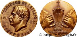 CUARTA REPUBLICA FRANCESA Médaille, Ferdinand de Lesseps, 150e anniversaire de naissance