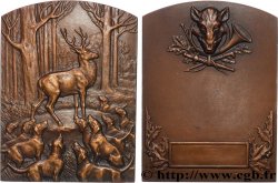 III REPUBLIC Plaquette, Chasse à courre, Cerf aux abois