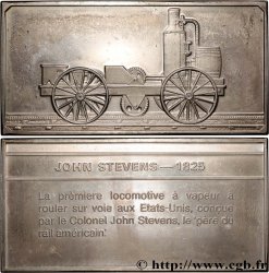 CINQUIÈME RÉPUBLIQUE Plaquette, locomotive John Stevens