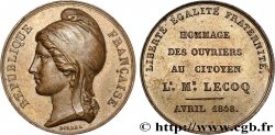 DEUXIÈME RÉPUBLIQUE Médaille, Hommage au citoyen Lecoq