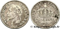20 centimes Napoléon III, tête laurée, petit module 1864 Strasbourg F.149/2