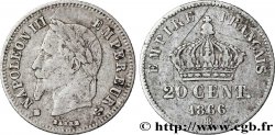 20 centimes Napoléon III, tête laurée, petit module 1866 Strasbourg F.149/5 TB20 
