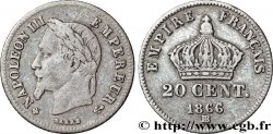 20 centimes Napoléon III, tête laurée, petit module 1866 Strasbourg F.149/5 TB15 