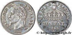 20 centimes Napoléon III, tête laurée, petit module 1866 Bordeaux F.149/6 TTB48 