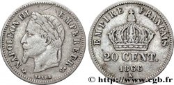 20 centimes Napoléon III, tête laurée, petit module 1866 Bordeaux F.149/6 TB20 