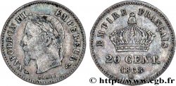 20 centimes Napoléon III, tête laurée, grand module 1868 Strasbourg F.150/5 TB20 