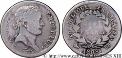 Demi-franc Napoléon Ier tête laurée, République française 1808 Strasbourg F.177/4