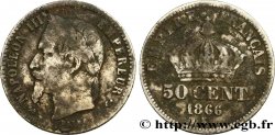 50 centimes Napoléon III, tête laurée 1866 Bordeaux F.188/11