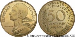 Piéfort Br-Al de 50 centimes Marianne, col à 4 plis 1962 Paris F.197/3P