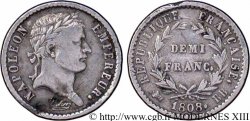 Demi-franc Napoléon Ier tête laurée, République française 1808 Strasbourg F.177/4