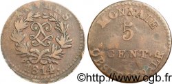 5 cent. Anvers au double L, frappe de l’arsenal de la marine 1814  Anvers F.115E/1