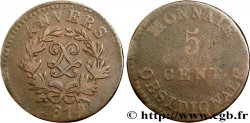 5 cent. Anvers au double L, frappe de l’arsenal de la marine 1814  Anvers F.115E/1