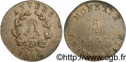 5 cent. Anvers au double L, frappe de l’atelier de Wolschot 1814  Anvers F.115D/1