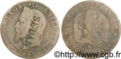 Cinq centimes Napoléon III, tête laurée, contremarquée SEDAN 1865 Strasbourg F.117/17 F15 