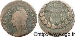 Cinq centimes Dupré, grand module, frappe décalée 1800 Paris F.115/85 B8 