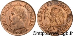 Cinq centimes Napoléon III, tête nue, différent levrette 1855 Paris F.116/16
