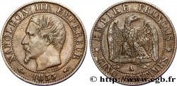Cinq centimes Napoléon III, tête nue 1855 Paris F.116/17