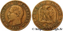 Cinq centimes Napoléon III, tête nue 1855 Rouen F.116/19
