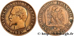 Cinq centimes Napoléon III, tête nue 1855 Strasbourg F.116/21 TB20 