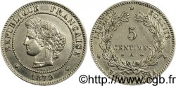 5 centimes Cérès, plaqué argent 1879 Paris F.118/20 SUP55 