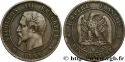 Dix centimes Napoléon III, tête nue 1855 Strasbourg F.133/24 TB35 